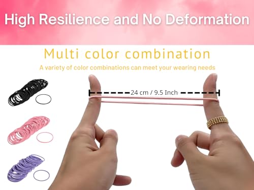 50-Pack Pink Elastic Hair Ties - No Damage Ponytail Holders