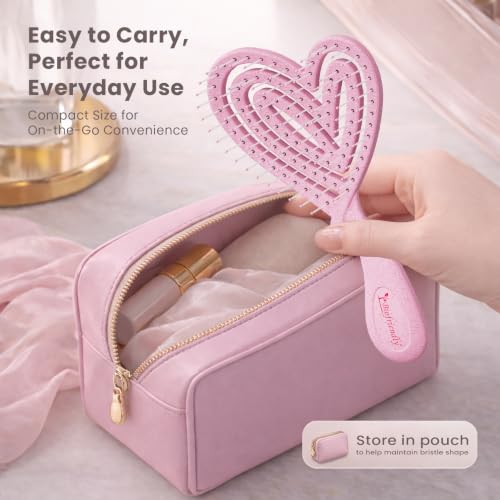 Biofriendly Heart-Shaped Mini Detangling Hair Brush - Travel Size