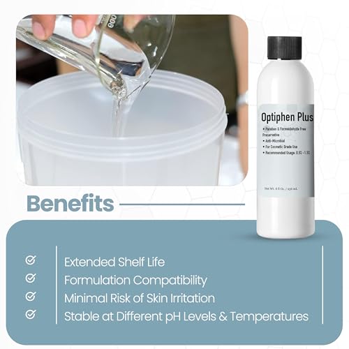 Optiphen Plus Preservative for Cosmetics and Lotions - 8oz Natural Skin Care Preservative