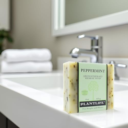 Plantlife Peppermint Natural Bar Soap 2-Pack - Handcrafted Vegan 4 oz
