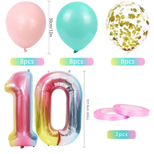 10th Birthday Party Balloons with Happy Birthday Banner Set