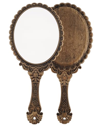 Vintage Handheld Makeup Mirror with Durable Handle - XPXKJ