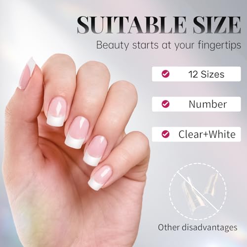Krofaue French Half Wrap Nail Tips - 120PCS Acrylic False Tips