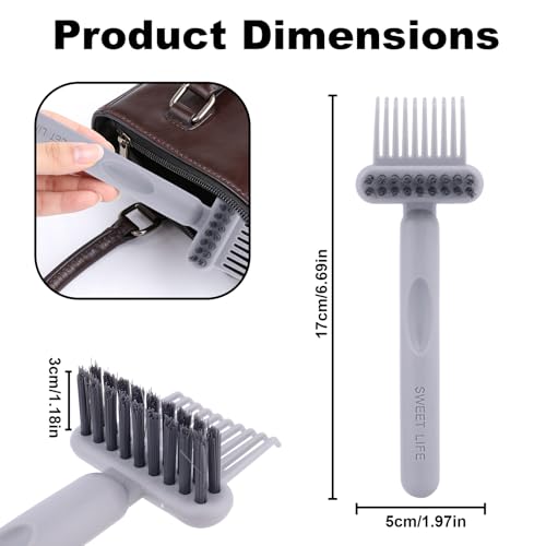 Gray 2-in-1 Comb & Brush Cleaner Tool for Hair Styling Tools - Portable & Ergonomic