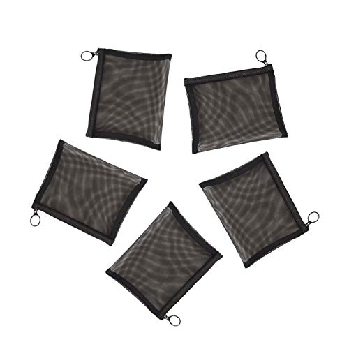 Patu Mesh Makeup & Cosmetic Organizer Bags M A6 (6.5" x 5.5"), 5 Pack Travel Storage Pouches Black