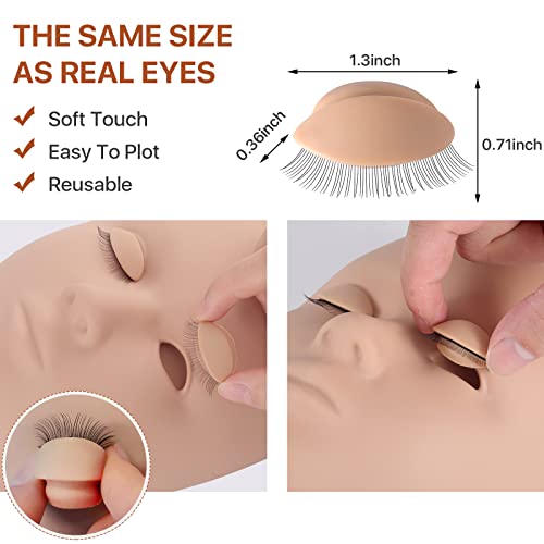 Silicone Eyelash Mannequin Head with 4 Removable Eyelids for Lash Training