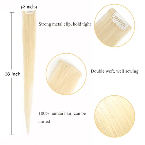 Bleach Blonde Clip-In Hair Extensions - 5pcs 18 Inch Human Hair