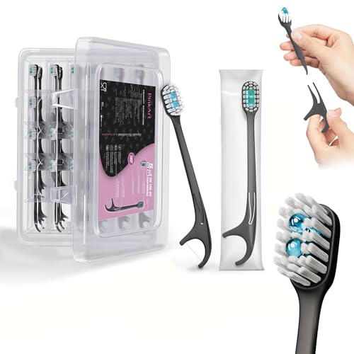 Pinkart 5-in-1 Disposable Travel Toothbrush with Toothpaste, 24 Count