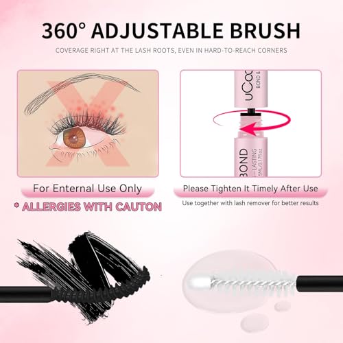 uCoolMe Lash Bond and Seal Waterproof 10ML BlackBond - Long-Lasting, Non-Irritating Lash Glue for DIY