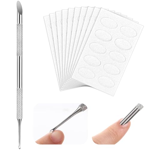 TIESOME Stainless Steel Double-Ended Nail Cuticle Pusher with Sandpaper Sheets - Manicure & Pedicure Tools
