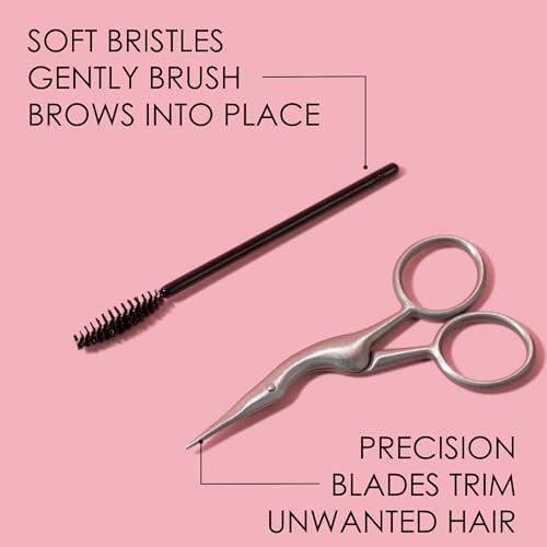 JAPONESQUE Brow Scissors and Spoolie Set - Stainless Steel Brow Grooming Tools