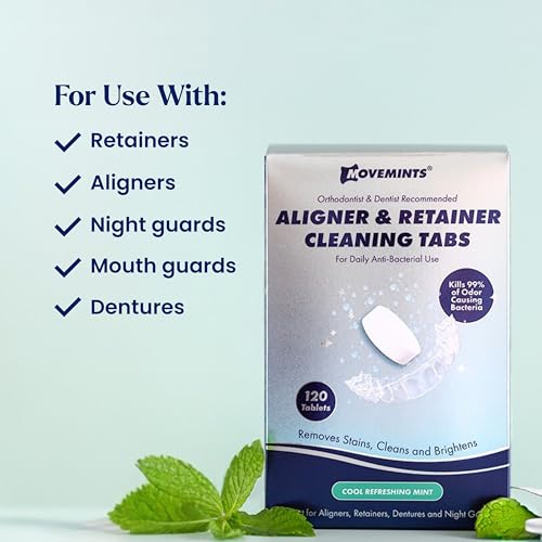 Movemints Aligner & Retainer Cleaning Tablets - 120 Count Mint Tablets