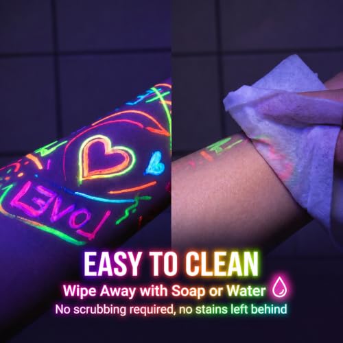 16 Colors Glow in The Dark Face Paint Markers - Black UV Neon Body Paint Pens