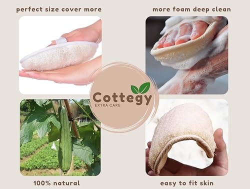 Cottegy Egyptian Loofah Exfoliating Scrubber - 2 Count Natural Bath Sponge