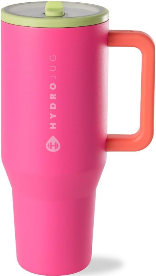 HydroJug 32 oz Insulated Water Bottle - Leak Resistant with Handle & Flip Straw | Pink Sand