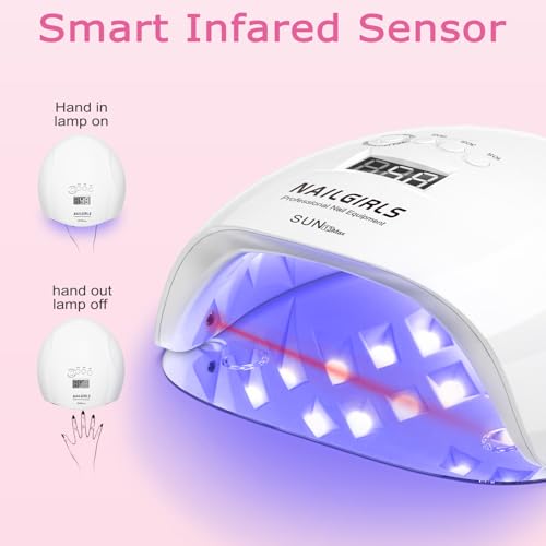 NAILGIRLS 220W UV LED Nail Lamp with Cream Variation, 42 LEDs, 4 Timers, Auto Sensor