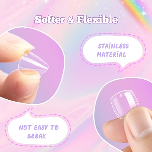 Krofaue Kids Press-On Nails - 240 Pcs Short Clear Fake Nails