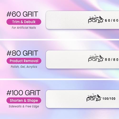 PANA Jumbo Double-Sided Emery Nail File - 50 Pack, Grit 80/80