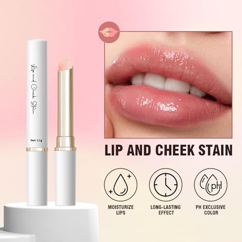 BERALLOYE 4pcs Water-Resistant Temperature Color Change Lip Balm Set in Pink, Red, Peach, White – Hydrating Long-Lasting Lip & Cheek Tint for Women