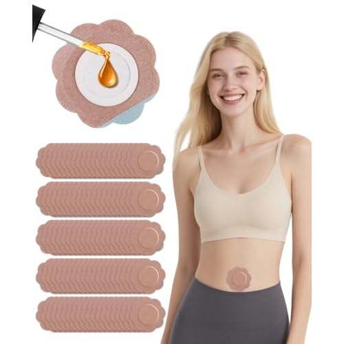 100 Pcs Castor Oil Belly Button Patch, Portable No Wash Disposable Castor Oil Patches Beige (Oil Not Included)