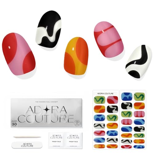 Adora Couture M Tropidelic Semi Cured Gel Nail Strips Kit with 30 Pieces, UV Light Required