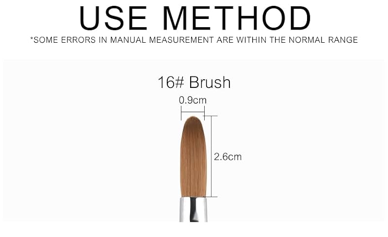KADS 16# Kolinsky Nail Brush – Oval Crimped Handle for Acrylic Nails