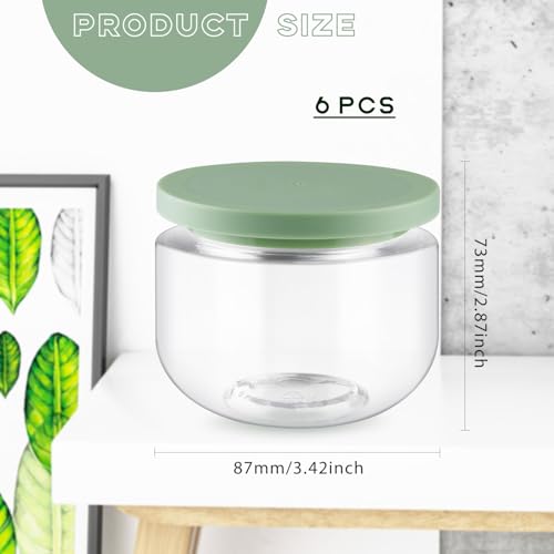 6 Pack 8oz Clear Plastic Cosmetic Jars with Spatulas - Refillable Body & Face Cream Containers
