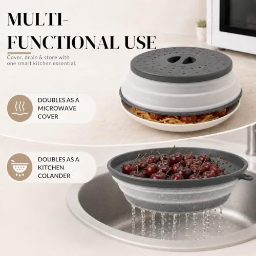Collapsible 10.5" Silicone Microwave Splatter Cover - BPA-Free