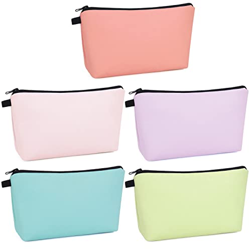 MAGEFY 5 PCS Makeup Bags Set - Large & Small Travel Cosmetic Pouches in 5 Colors