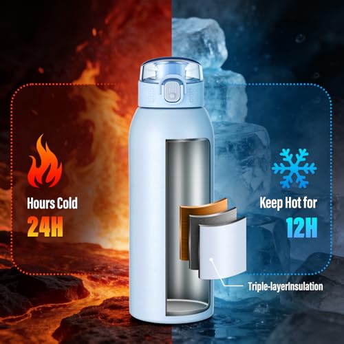 24 oz Insulated Water Bottle with Dustproof Lid & Tea Infuser