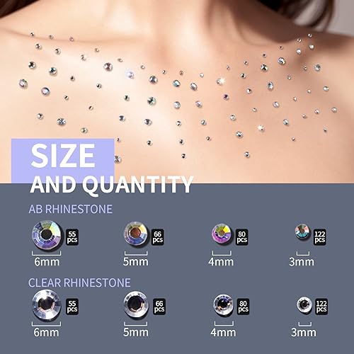 Teenitor Self-Adhesive Face Gems - 650PCS Rhinestone Stickers for Makeup