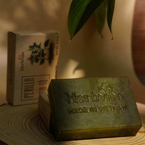 Herbvian Perilla Tía Tô Soap Bar for Face & Body - Anti-Acne & Mosquito Repellent
