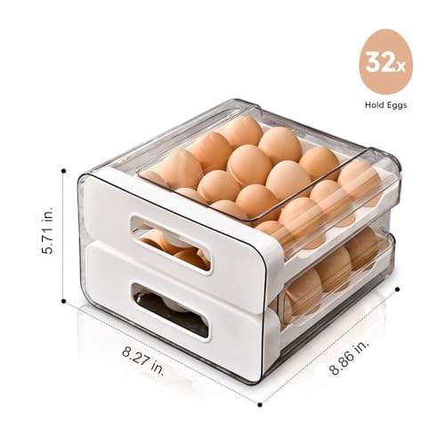Koja 32-Egg Stackable Fridge Organizer with 2 Drawers - BPA-Free