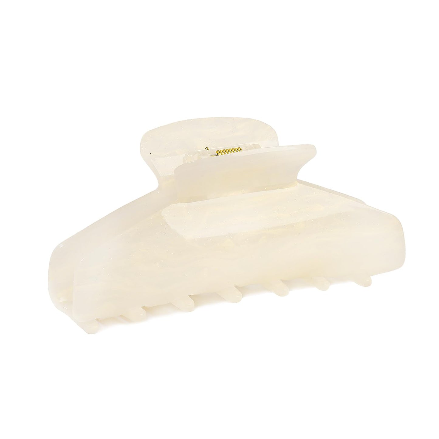 Cloud White Hair Claw Clip - Strong Hold for Thick or Thin Hair | 4.1 Inch Premium PC Material + 2 Black Satin Scrunchies
