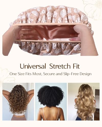 YANIBEST Waterproof Satin Lined Shower Cap - Frizz Free & Durable