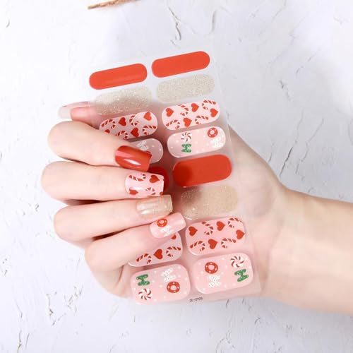 Sevgob Color A6 Christmas Nail Wraps 6 Sheets Glow in Darkness Self-Adhesive