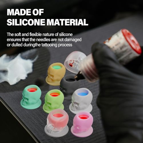 OZER Skull Silicone Tattoo Ink Cups - 200pcs Disposable Pigment Caps