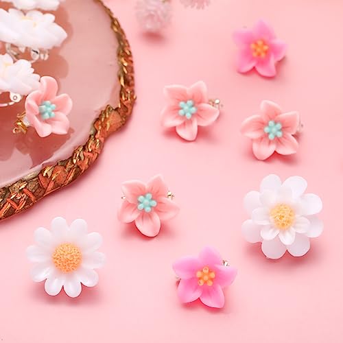 BBTO 24 Pcs Daisy Hair Clips Set - White, Yellow & Pink Mini Flower Hairpins