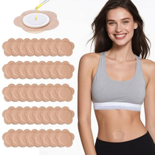 Autdor Castor Oil Patches for Belly Button, 100PCS Castor Oil Pack Wraps Organic Cotton Self-Adhesive Castors Oils Pack Anti Leakage Disposable Pads Portable & Breathable No Wash (Oil Not Included)