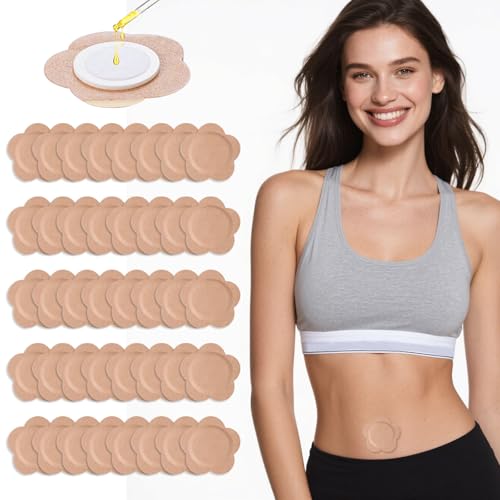 Autdor Castor Oil Patches for Belly Button, 50PCS Castor Oil Pack Wraps Organic Cotton Self-Adhesive Castors Oils Pack Anti Leakage Disposable Pads Portable & Breathable No Wash (Oil Not Included)