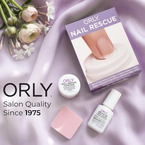 ORLY Nail Rescue Kit for Cracked & Broken Nails - Brush-On Glue, Repair Powder, Buffer