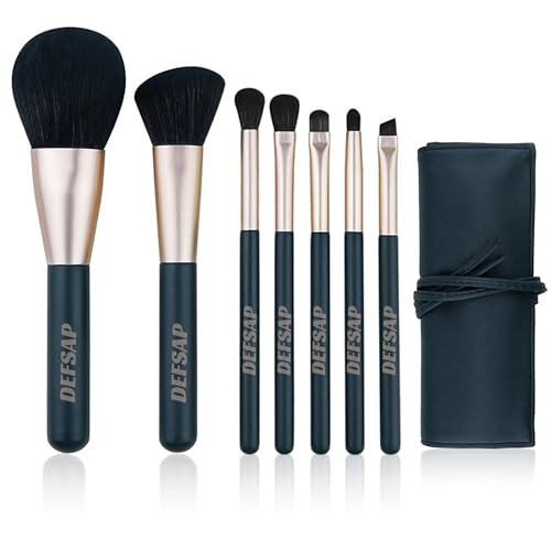 Dark Green 7-Piece Professional Makeup Brush Set with Pouch