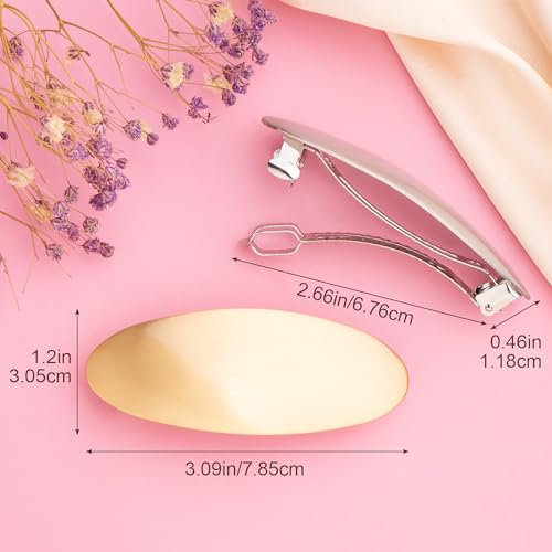 2pcs French Oval Hair Barrette Clips for Women - Gold & Silver