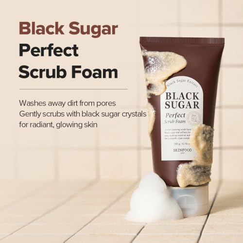 SKINFOOD Black Sugar Perfect Scrub Foam 180g - Exfoliating Cleanser