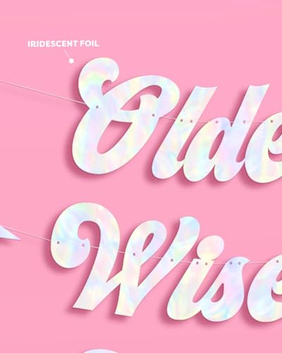 Iridescent Older Wiser Hotter Banner - 3 Ft Birthday Decor