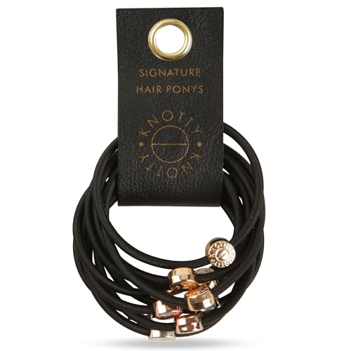 Knotty Signature Elastic Hair Ties - Set of 10 Black Ponytail Holders
