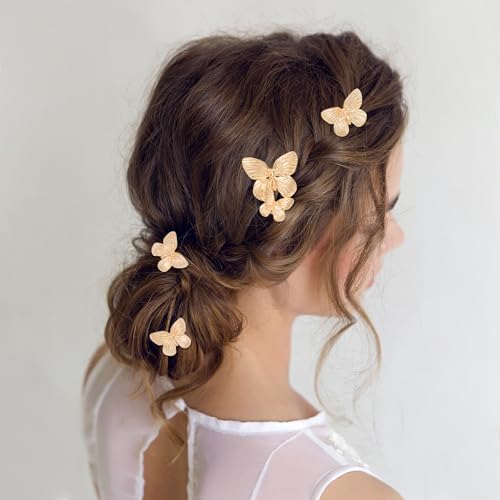 Gold Butterfly Hair Clips Set | 5Pcs Elegant Hair Accessories