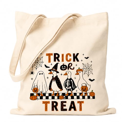 Halloween Canvas Tote Bag - Reusable Trick or Treat Bag