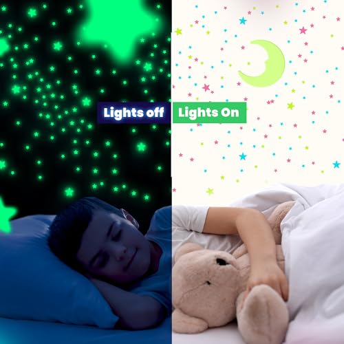 Glow in the Dark Stars and Moon Stickers for Kids Room Decor