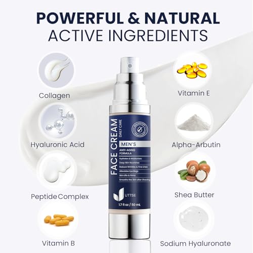 Uttse 6-in-1 Face Moisturizer for Men - Reduces Eye Bags & Dark Circles - 1.7 fl oz